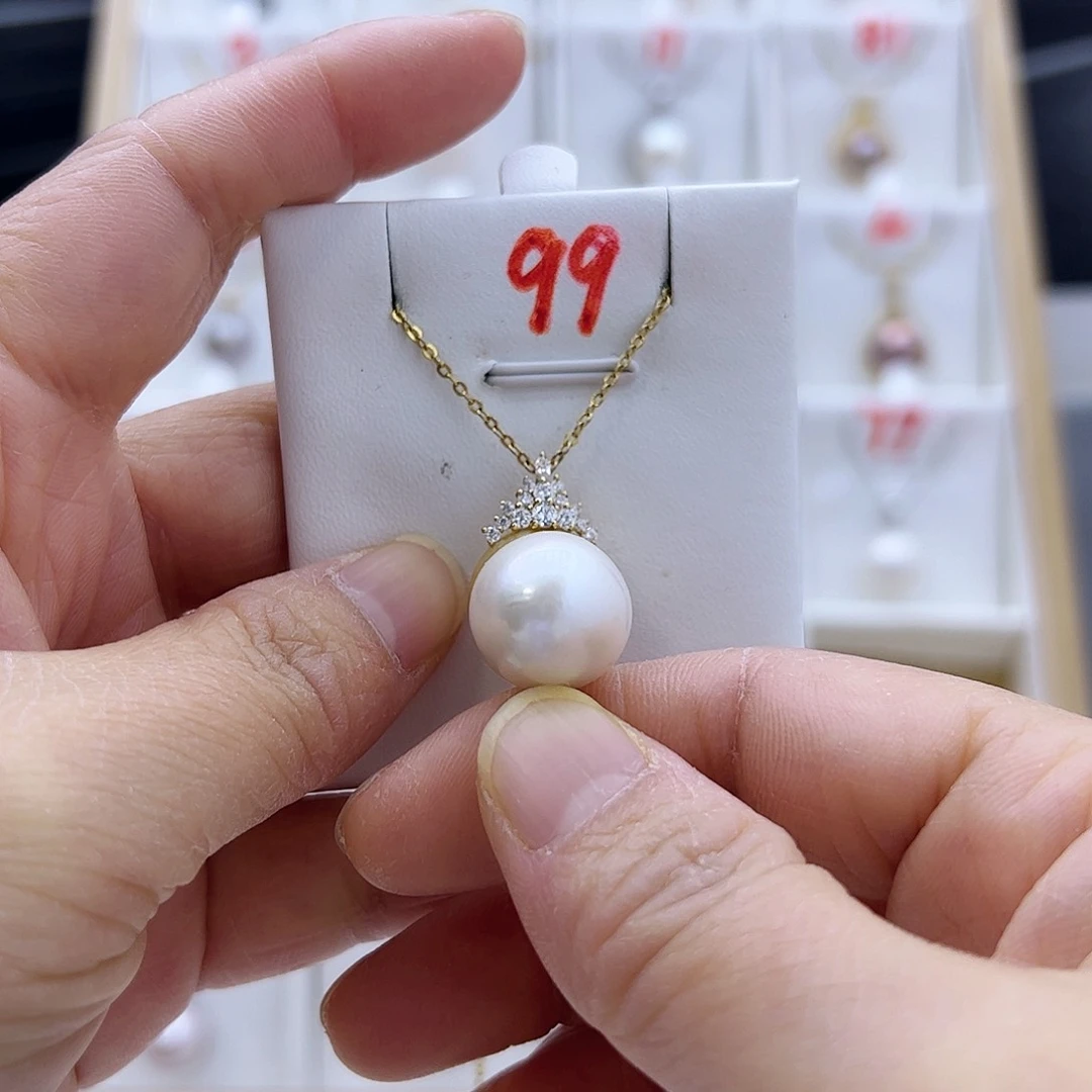 淡水珍珠吊坠(不含链)银S925镶嵌