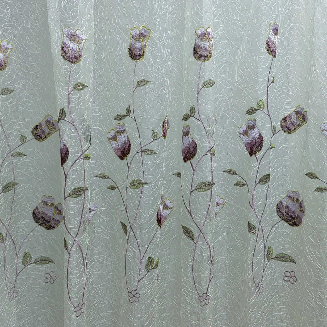 00463 鸟巢刺绣挂钩款成品奢华客厅窗纱幅宽8.4米高2.7米免费对开