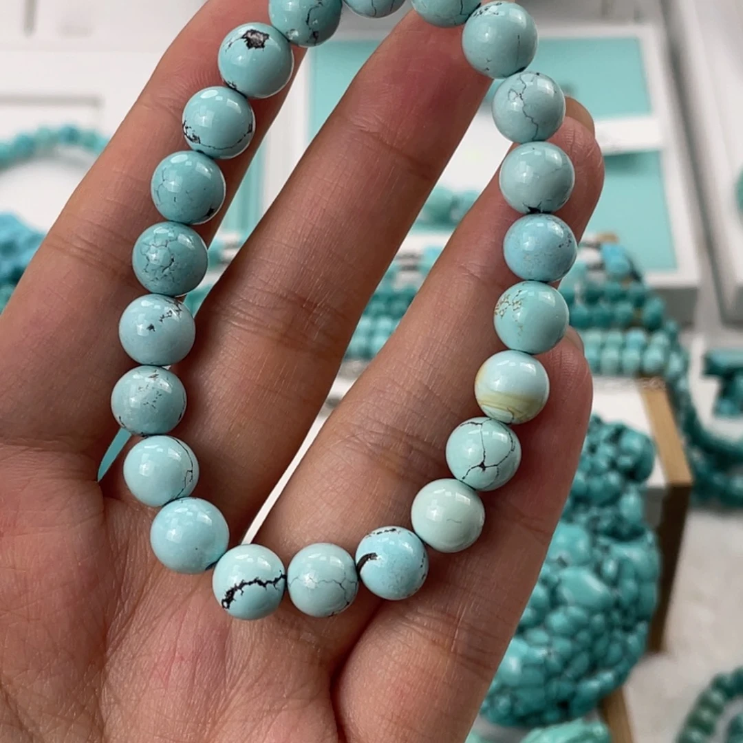 绿松石未镶嵌圆珠手串