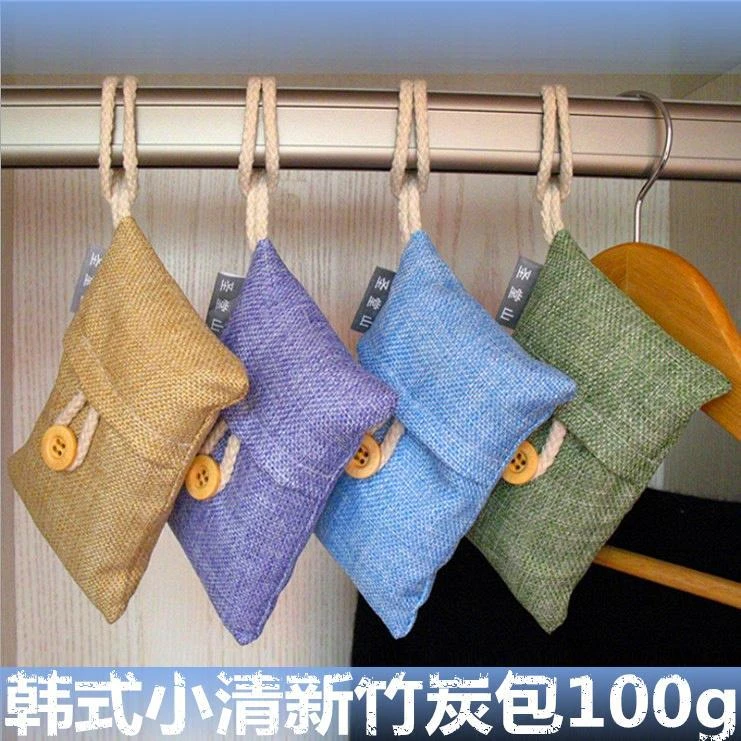直供活性炭包车载家用除湿味碳包韩式麻布除去甲醛竹炭包