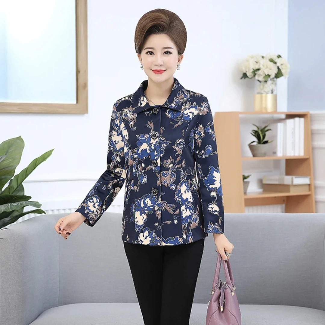 8780-妈妈装气质减龄宽松洋气外套翻领时尚减龄上衣A19-2-2