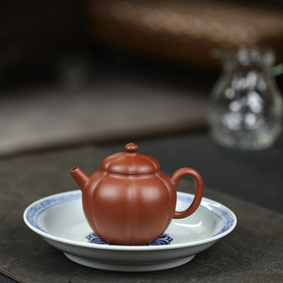 圆菱·筋纹之美紫砂壶容量210cc/原矿大红泥