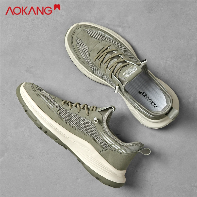 Aokang/奥康官方正品男鞋秋冬透气网面鞋时尚老爹鞋男运动休闲鞋