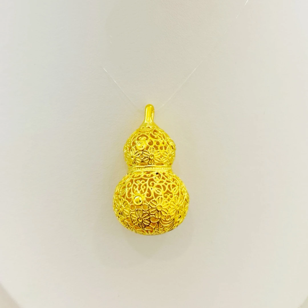 【元旦好物推荐】足金5D镂空拉丝葫芦黄金时尚吊坠