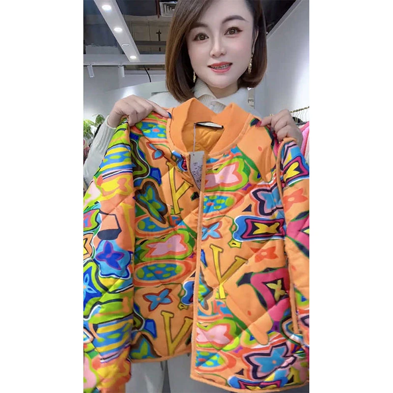 洋气百搭显瘦字母印花棉服外套欧洲站2025春季新款时尚休闲上衣潮