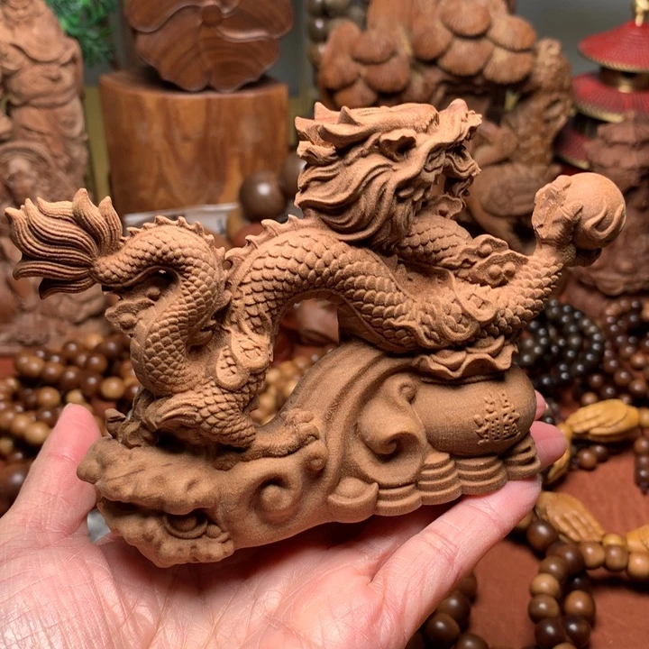 檀香木把件老山檀龙摆件奶香