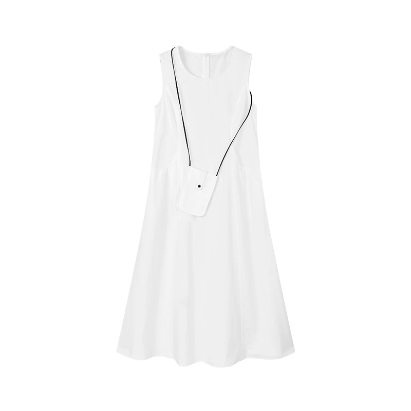 【达人专属】圆领减龄无袖连衣裙W6875