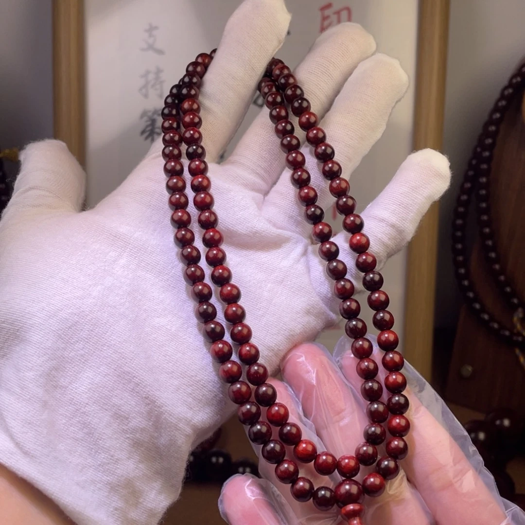 G***G檀香紫檀（小叶紫檀）原生态108颗0.6高油高密顶泥