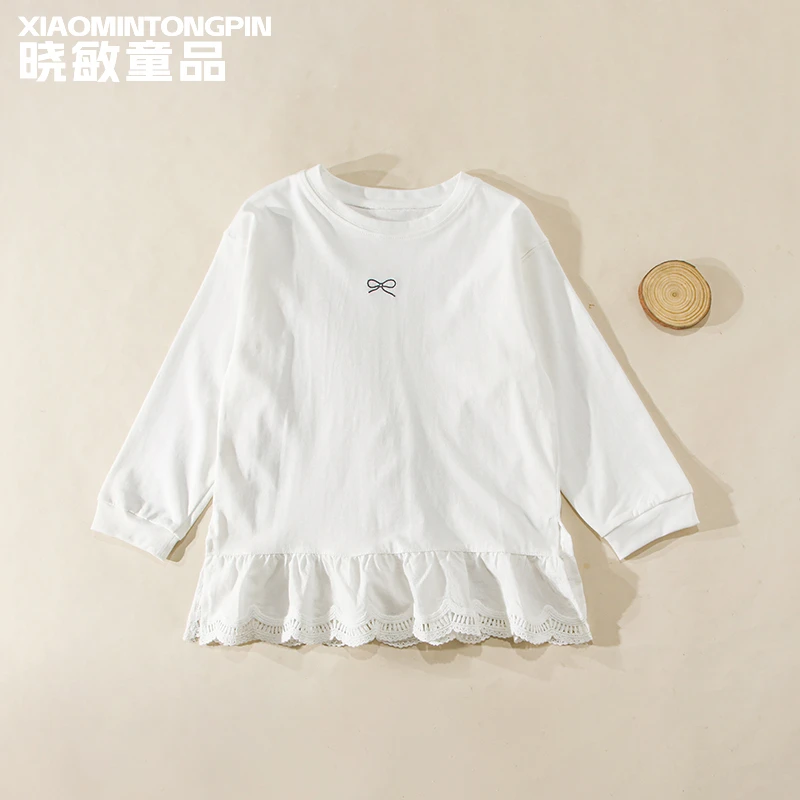 蝴蝶结花边下摆T恤3C3992