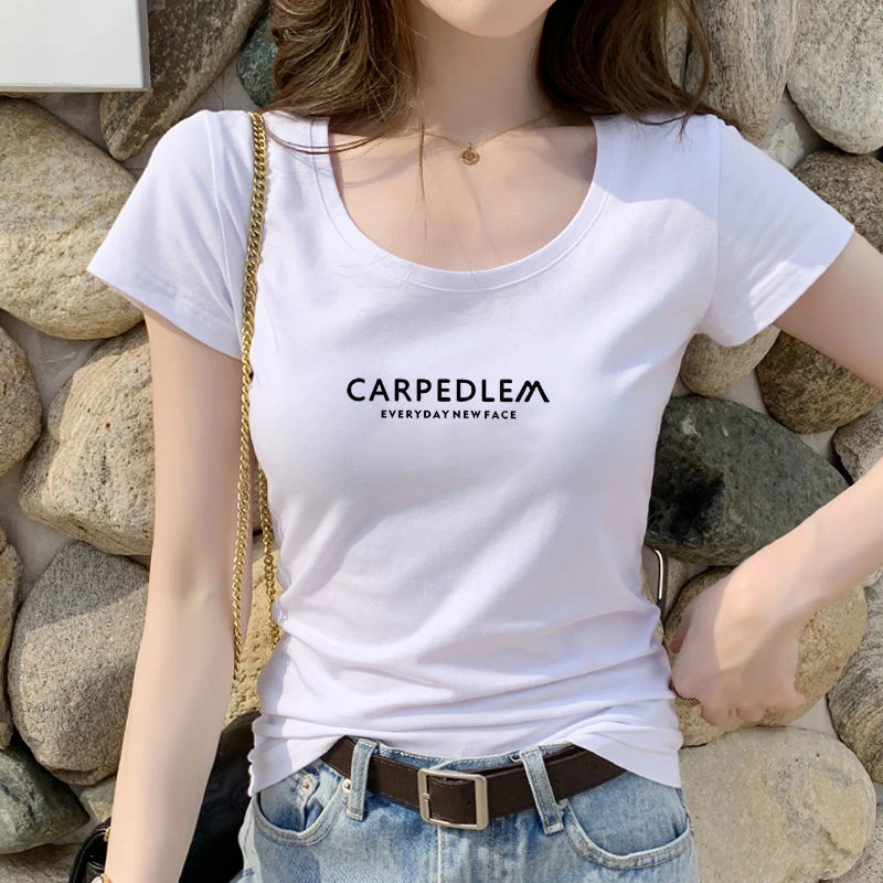 白色t恤女修身时尚百搭女装潮纯棉短袖体恤2025夏季新款打底衫女