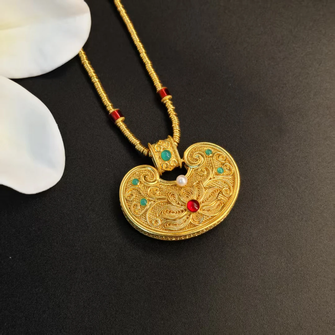 【恒潮珠宝】29.94g手工花丝项链B096586