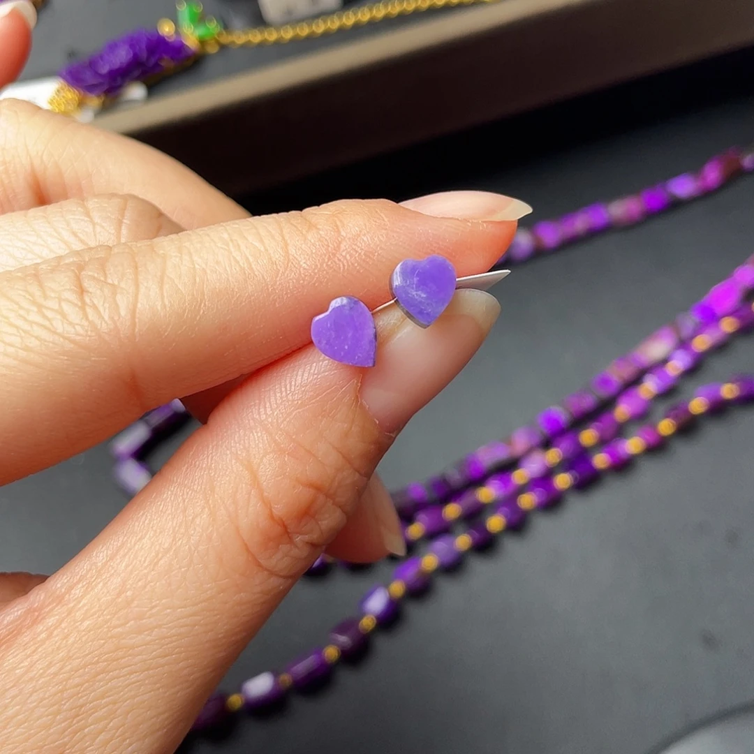 苏纪石（舒俱来）银S925镶嵌耳钉