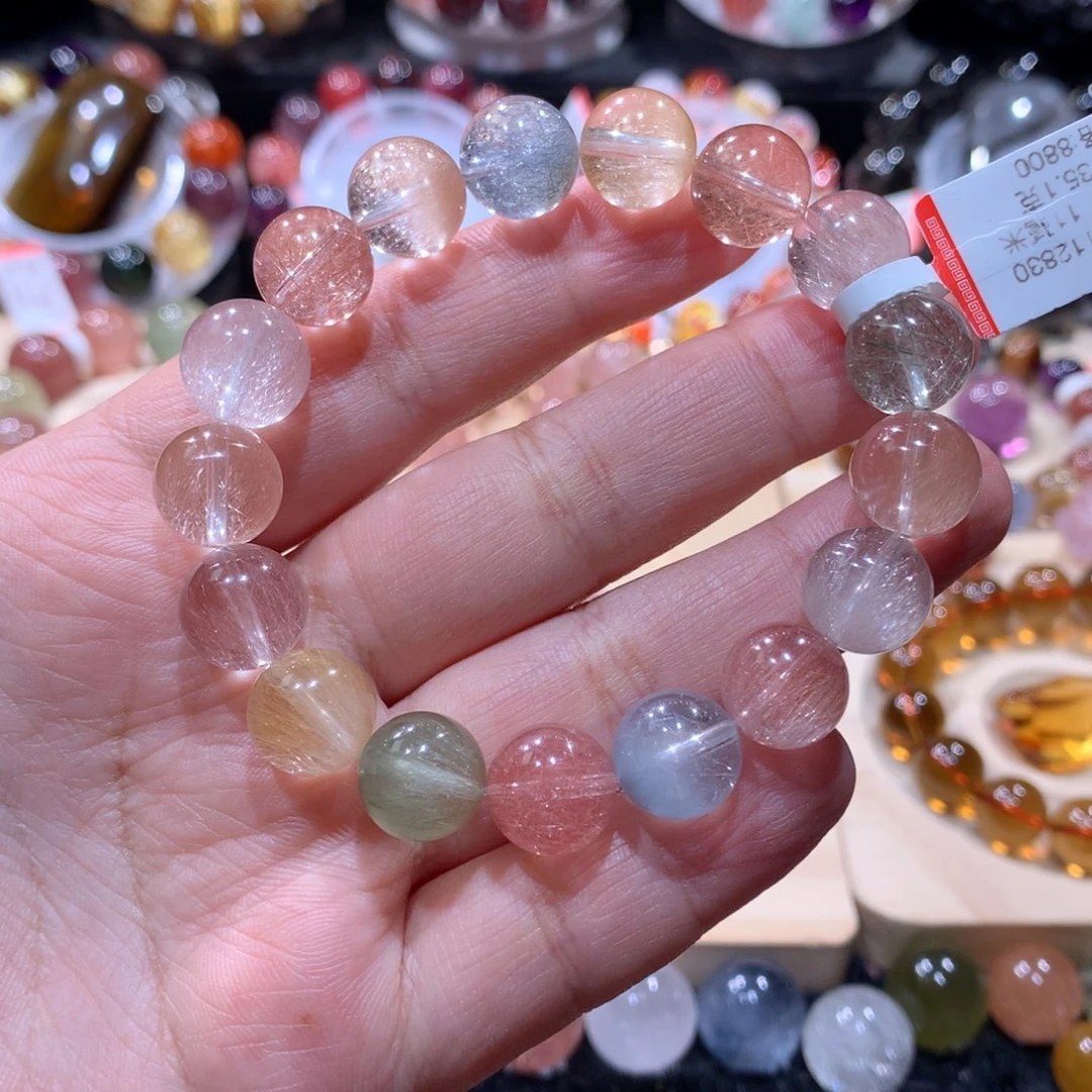 水晶手链未镶嵌彩兔毛手链11左右
