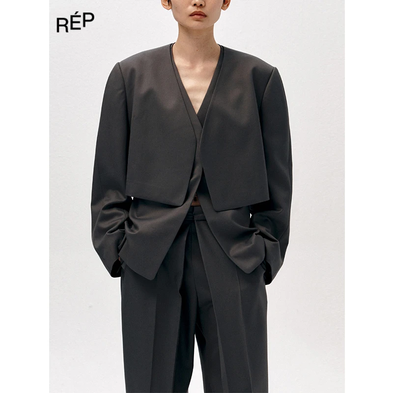 LOW CLASSIC设计师品牌灰色无领短夹克25PS TheREPUBLIQUE买手店