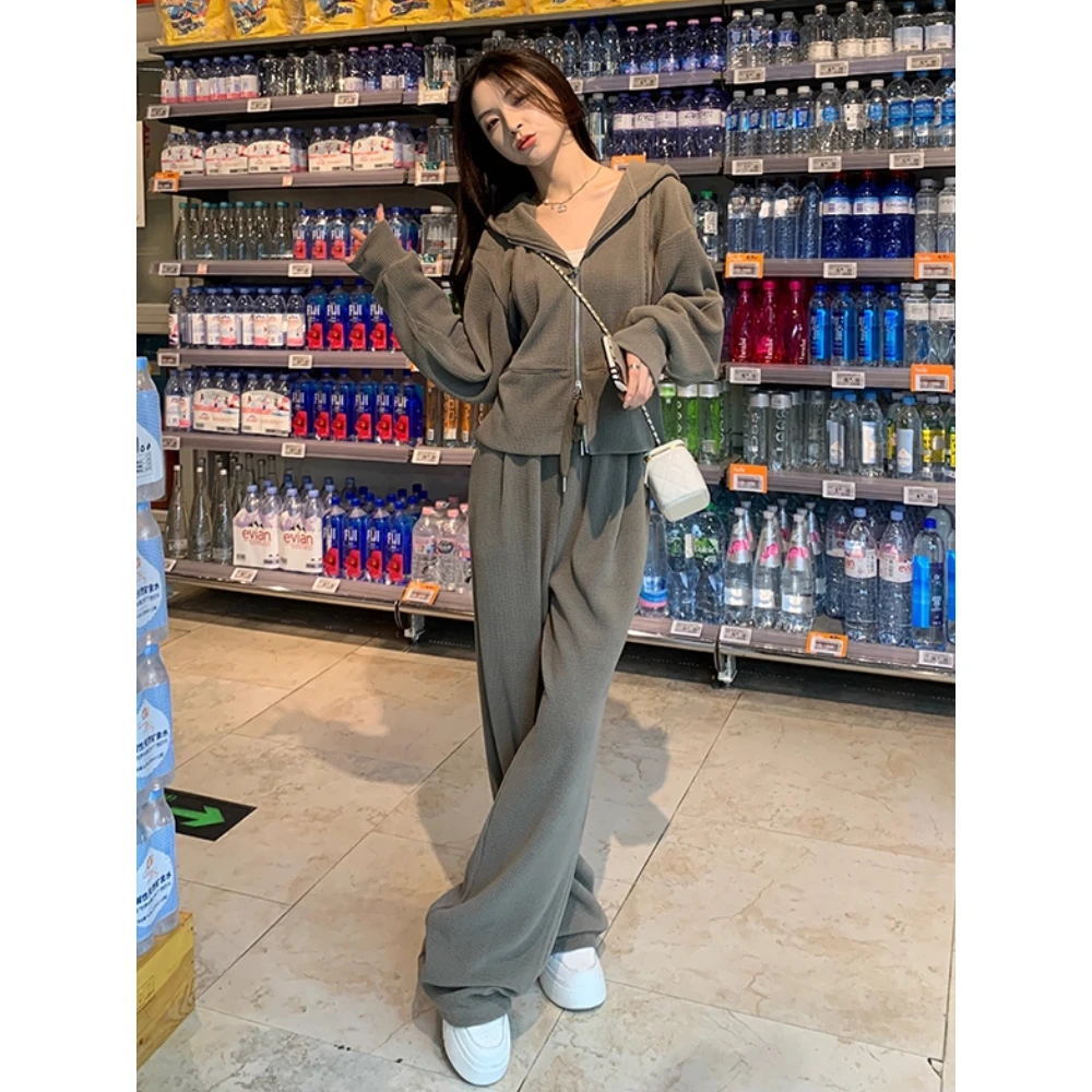 秋装超火穿搭套装2025新款宽松洋气网红炸街休闲运动卫衣两件套女