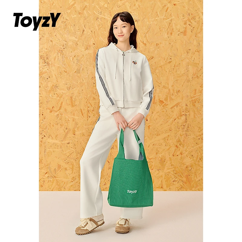 ToyzY25新款趣味刺绣爱心白色空气层连帽外套女ZC35110410