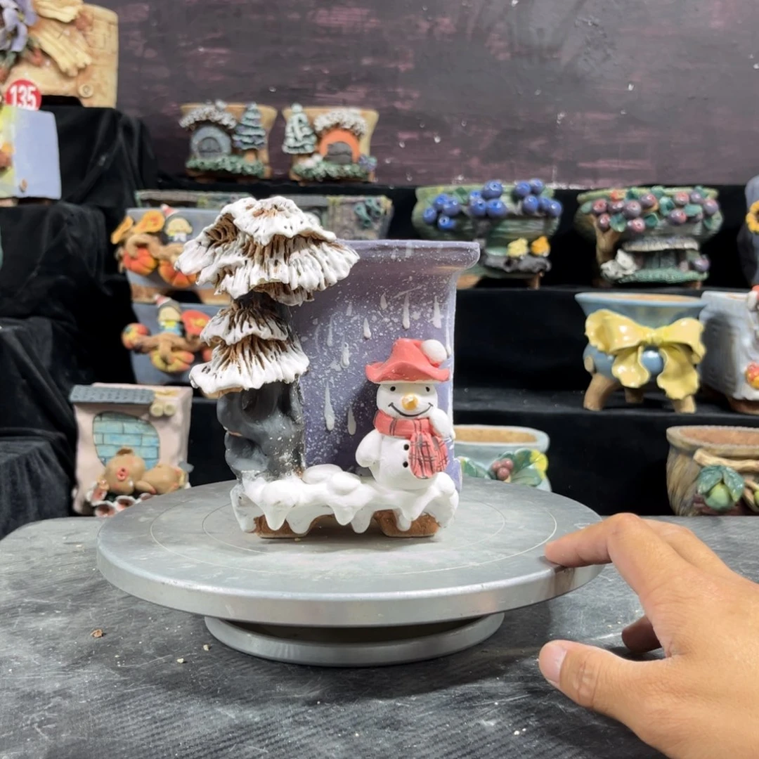 红陶G****磊白狐花器多肉花盆