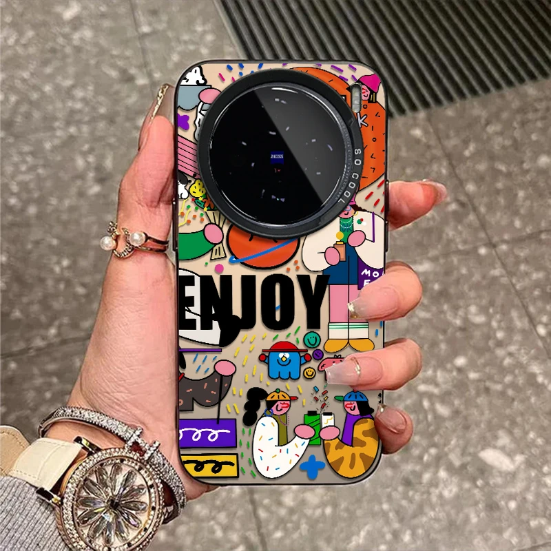 潮牌涂鸦适用vivox200pro手机壳x100新款x90校园x80防摔x70彩银