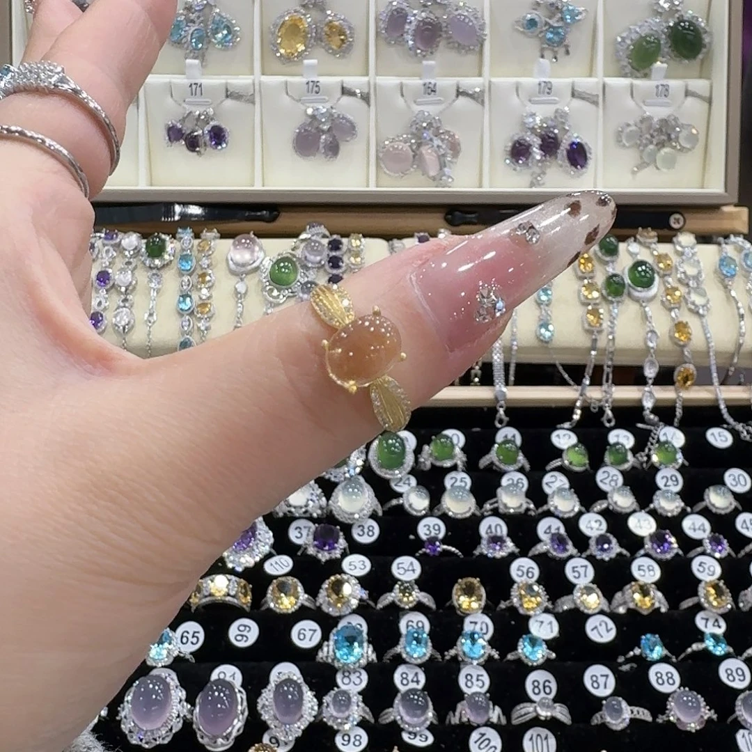 切***斯戒指黄晶银S925镶嵌