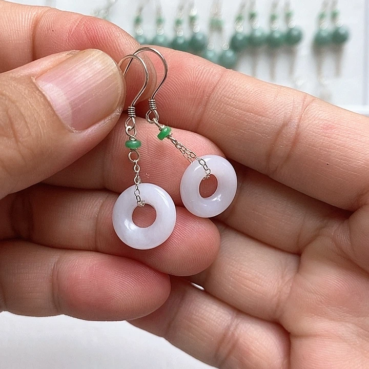 翡翠银S925镶嵌耳饰