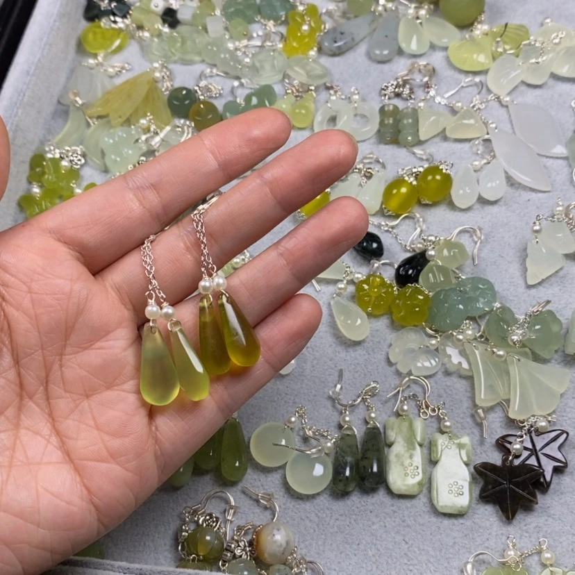 【闪购商品】未镶嵌蛇纹石玉挂件耳饰耳环项链听*