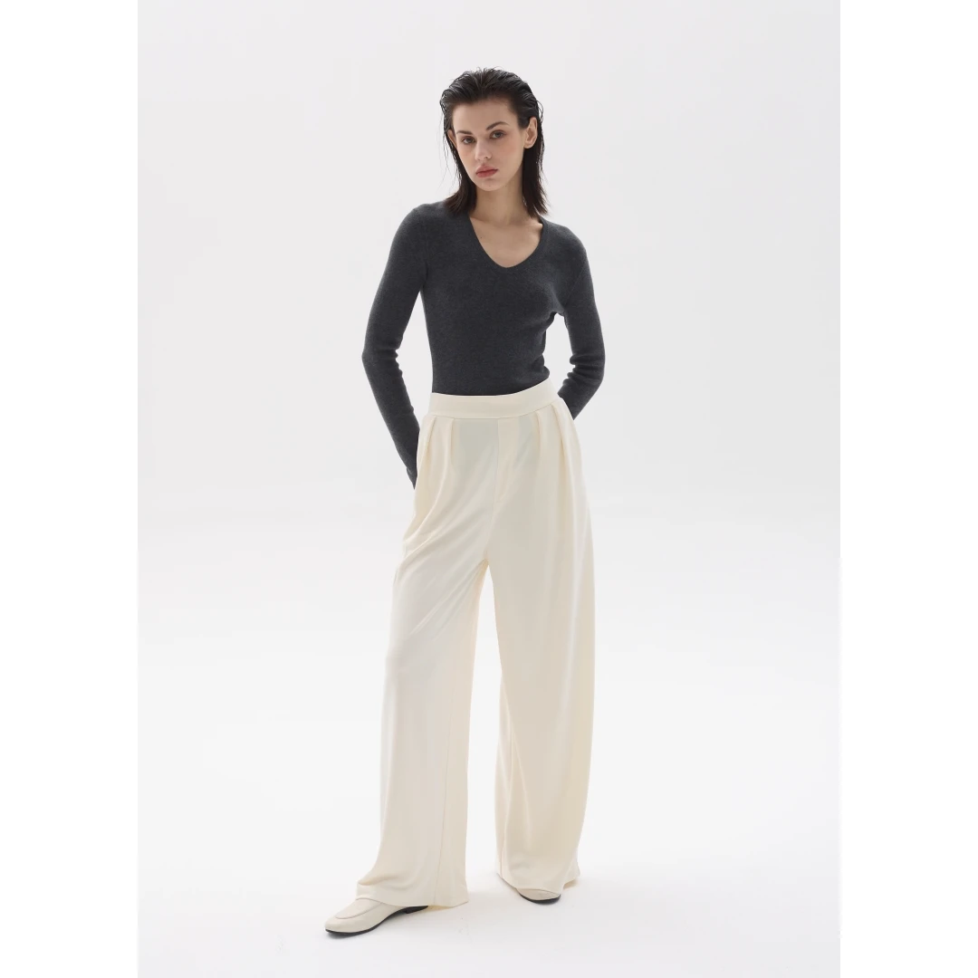 【胖虎家】夏季新款 O 百搭通勤阔腿裤老钱风褶皱设计感宽松长裤