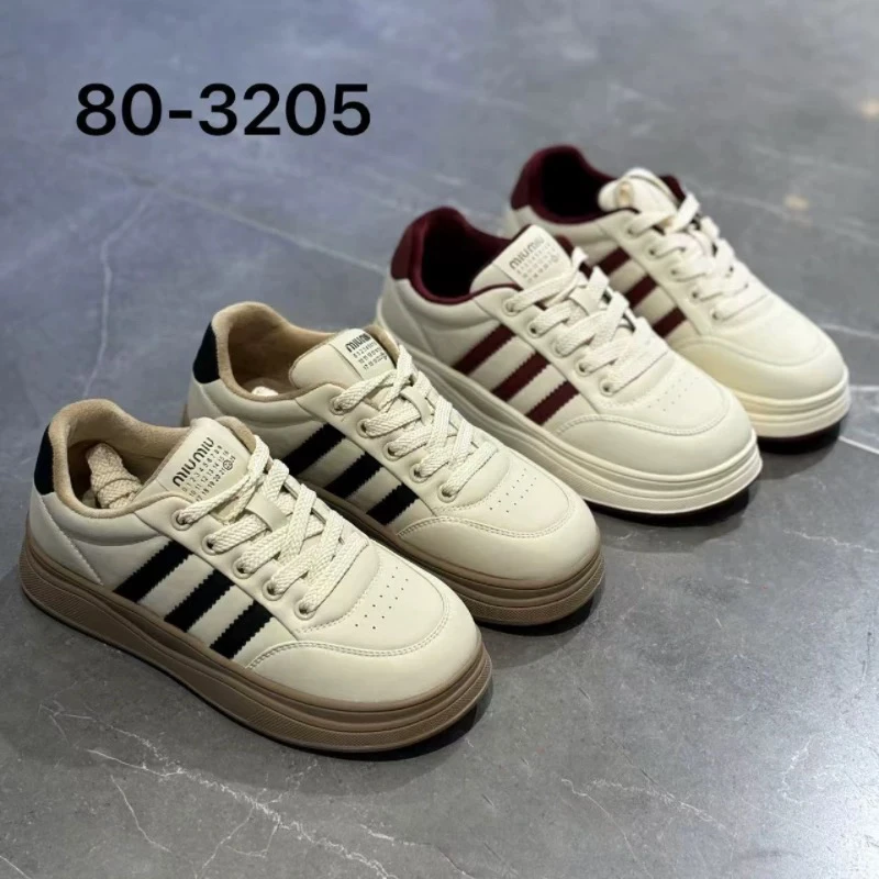 2024真皮加绒轻便小白鞋圆头运动板鞋潮流休闲鞋80-3205