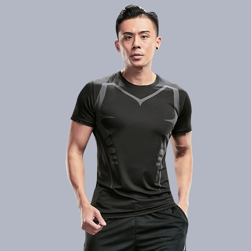 运动速干T恤男短袖夏季薄款晨跑健身衣服弹力跑步装备篮球训练服