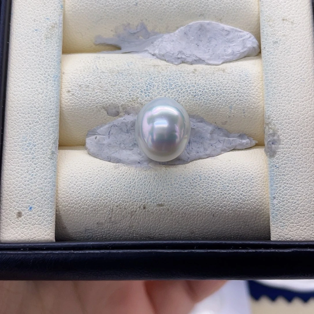 未镶嵌海水珍珠裸珠澳白炫彩裸珠10.6mm打孔不退换