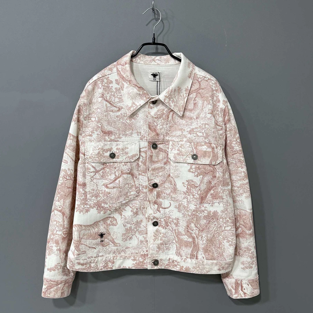 99新 DIOR/迪奥 粉色动物园图案牛仔外套 /34码/51275