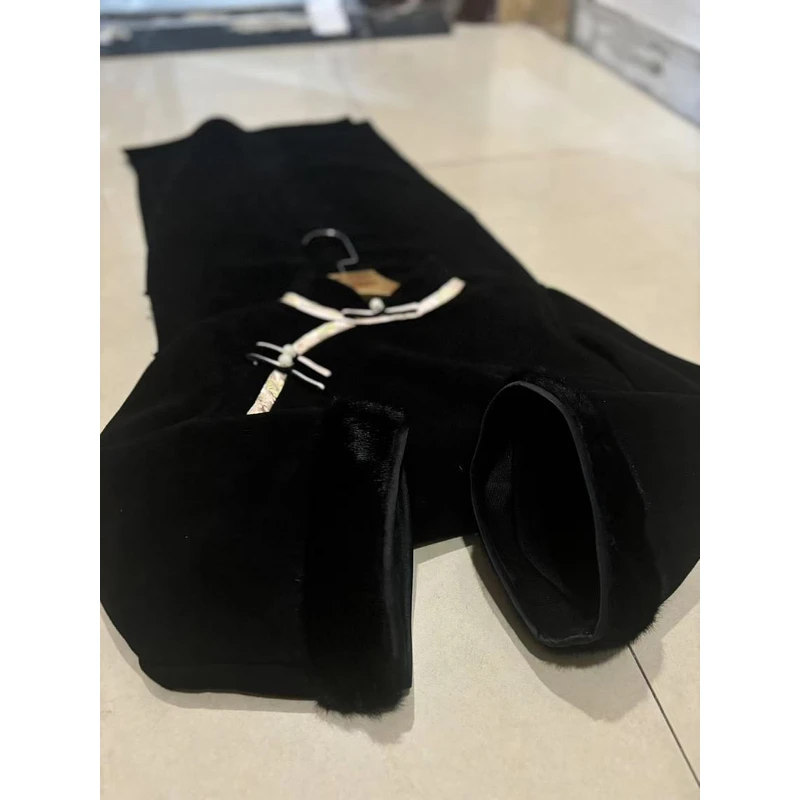 1428 黑色 侧八扣 素板 【黑芝】 旗袍