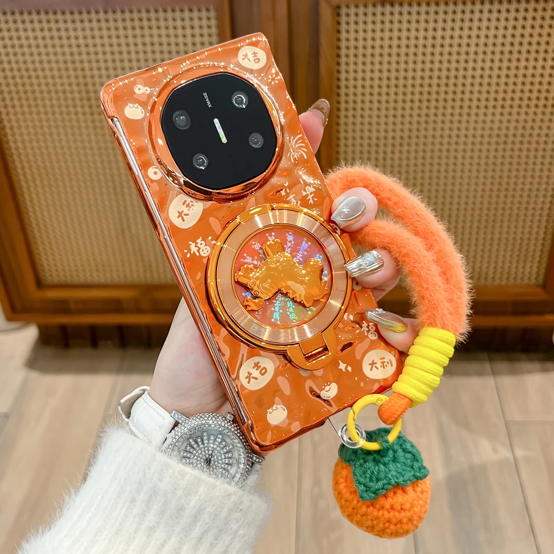 橙色大吉大利适用华为matex7手机壳matex6折叠屏X5/X3女款保护套