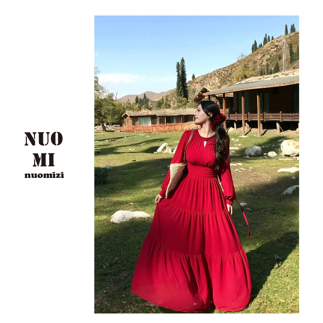 ZOZ糯米子[微微安]法式连衣裙新款高级感长袖气质显瘦收腰裙子