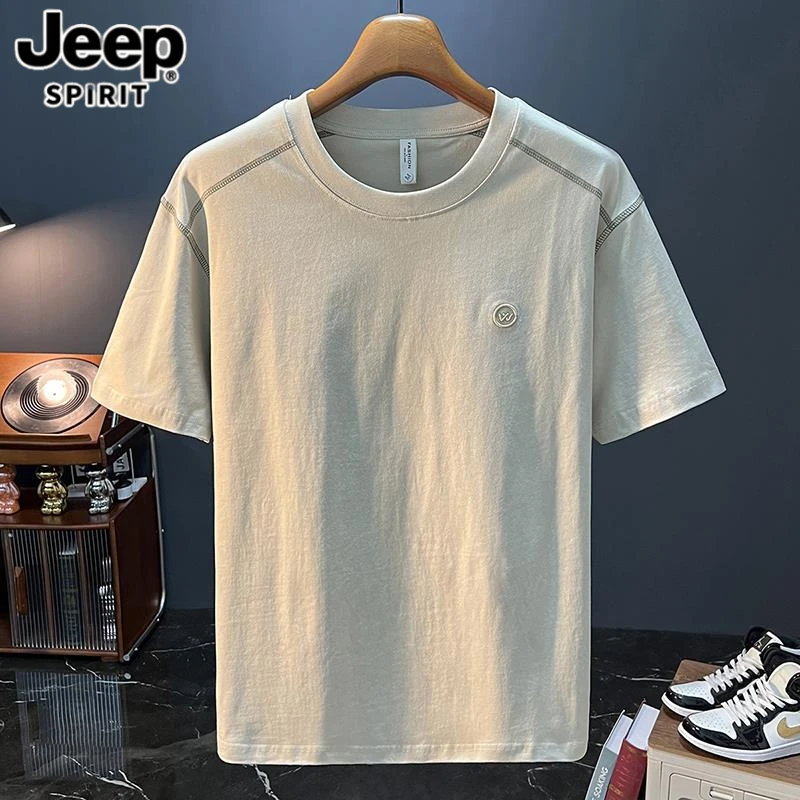 Jeep吉普宽松恤短袖新款男装男款男士夏季男士夏季日系薄款圆领