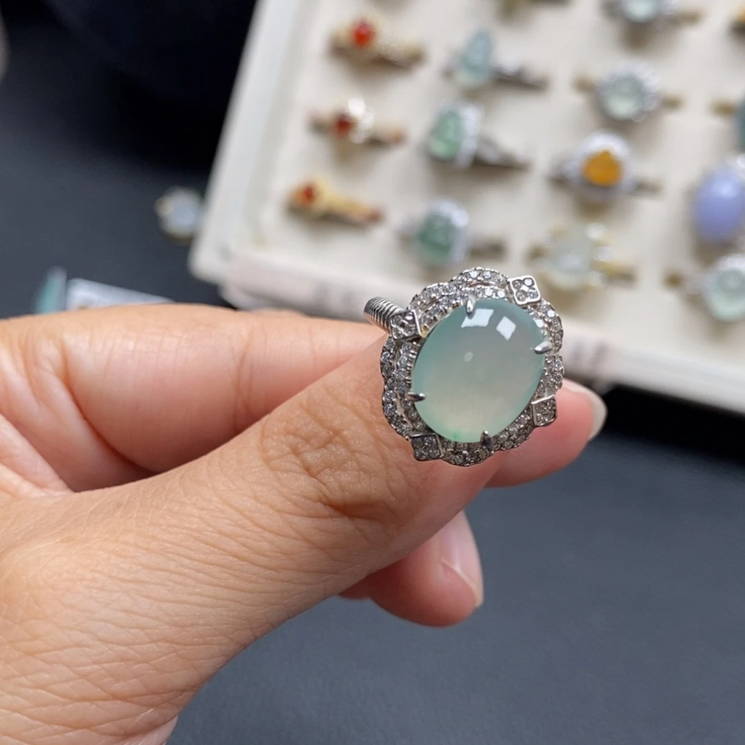 翡翠银S925镶嵌戒指