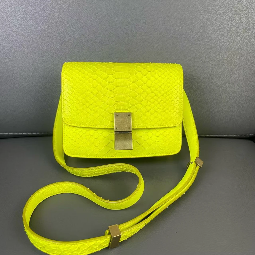 95新 Celine/思琳 坤球奢选 celine蛇皮小号豆腐斜挎包
