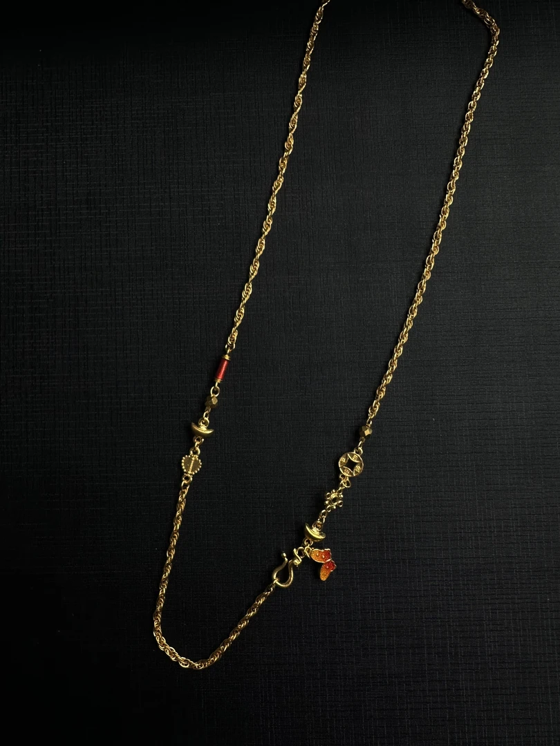 足金999纯黄金珐琅彩单钩元宝彩蝶万能链