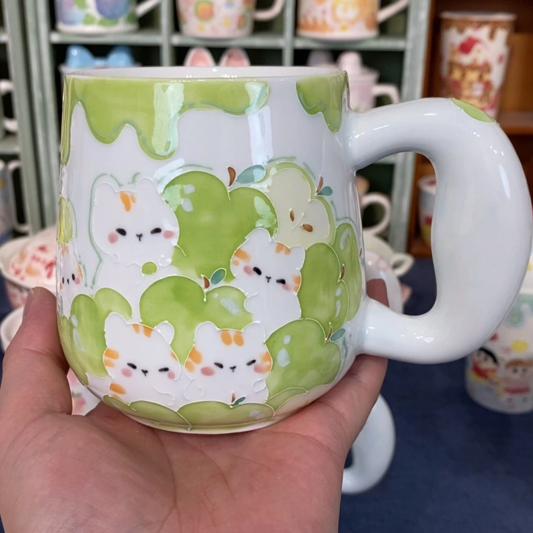 瓷片小猫马克杯微瑕