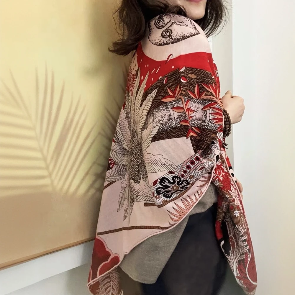 【单面丝毛】仲夏夜之梦时尚百搭桑蚕丝羊毛围巾披肩 (尺寸130)保暖