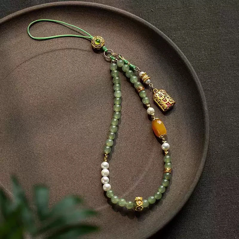 手机链串珠新中式钥匙扣手机挂绳送礼品女孩母亲短款防丢挂件安康