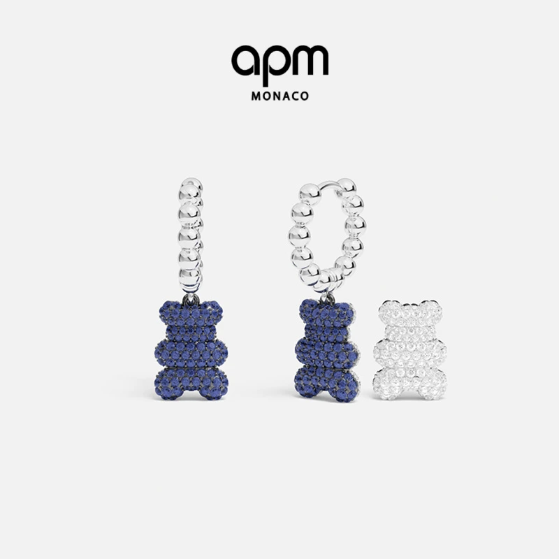 APM Monaco 蓝白个性女款小熊耳环高级设计感耳饰高级感时尚气质