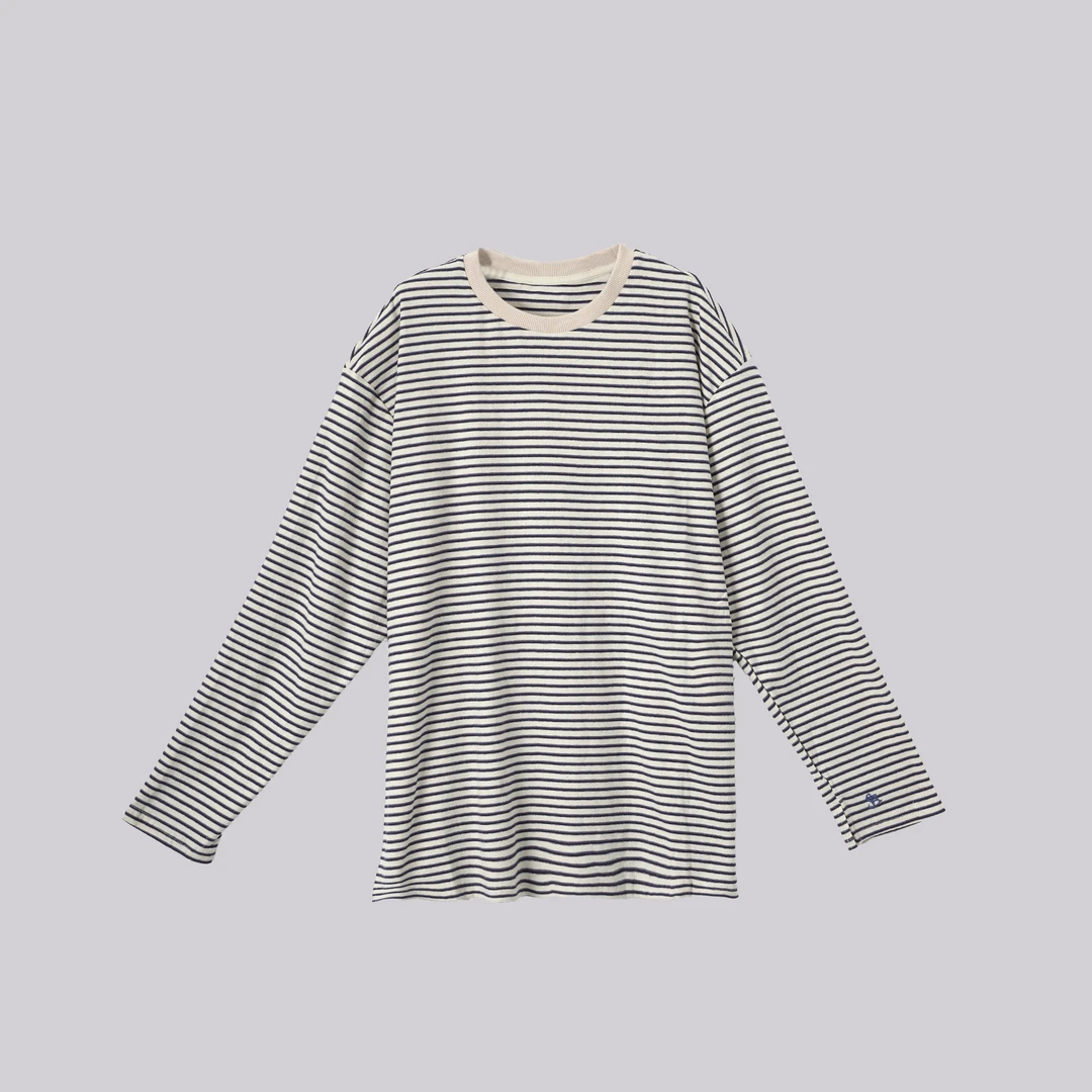 WKe  袖口刺绣条纹T恤