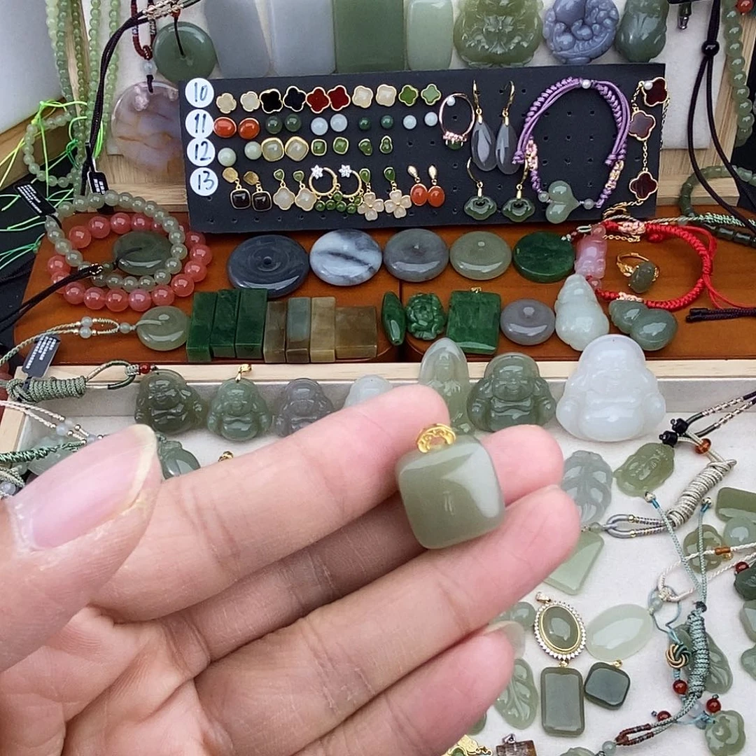 和田玉银S925镶嵌吊坠(不含链)