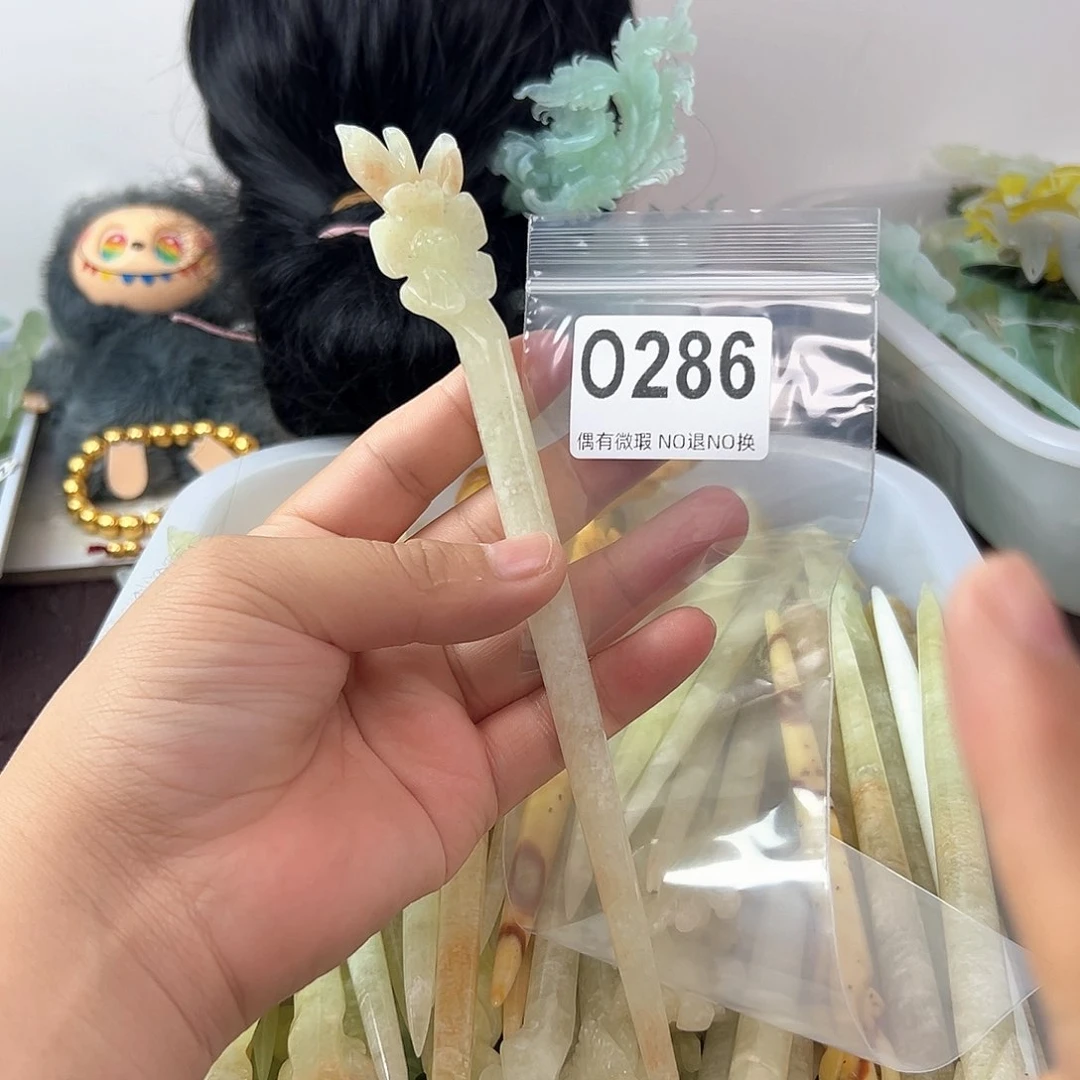 合金蛇纹石玉发饰雪*花