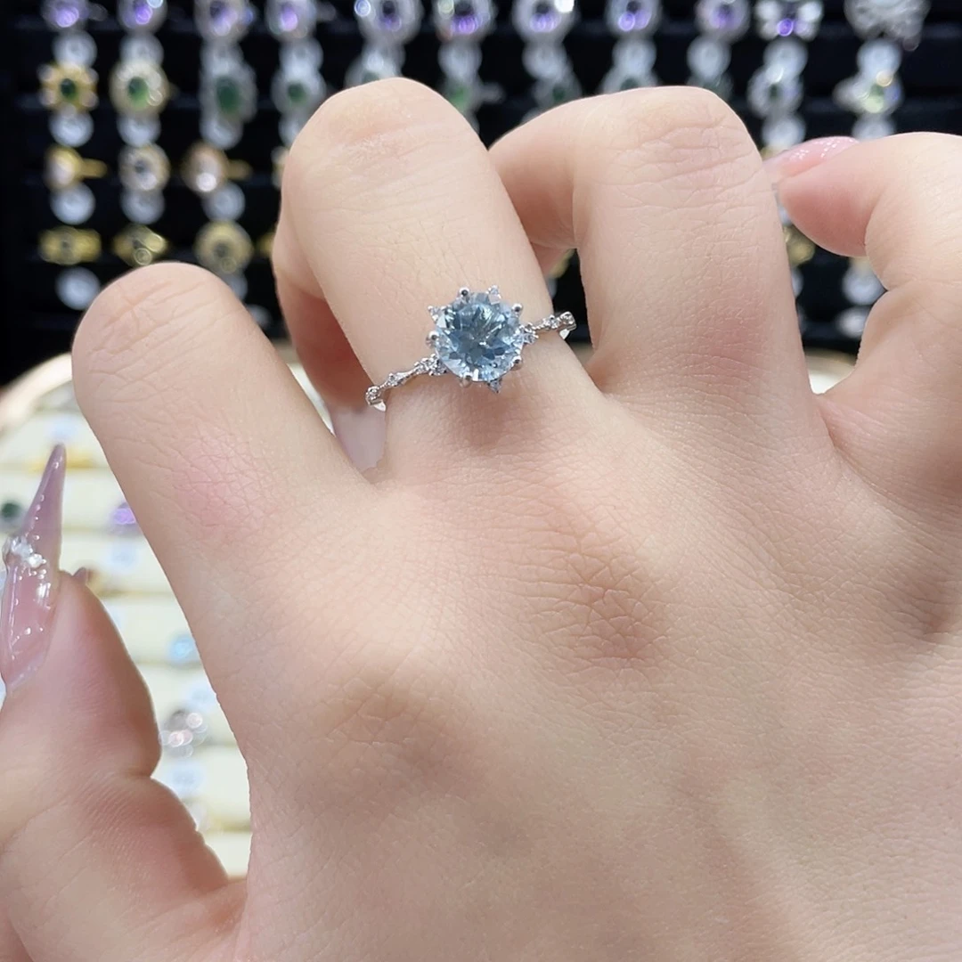 托帕石戒指银S925镶嵌