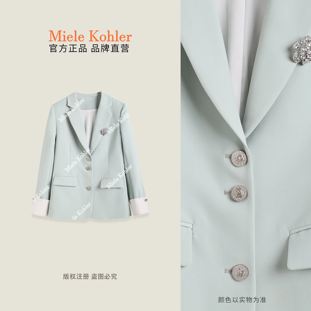 秋冬新款高端小香风撞色翻驳领百搭外套MKKQ88816【澳门小源同款】