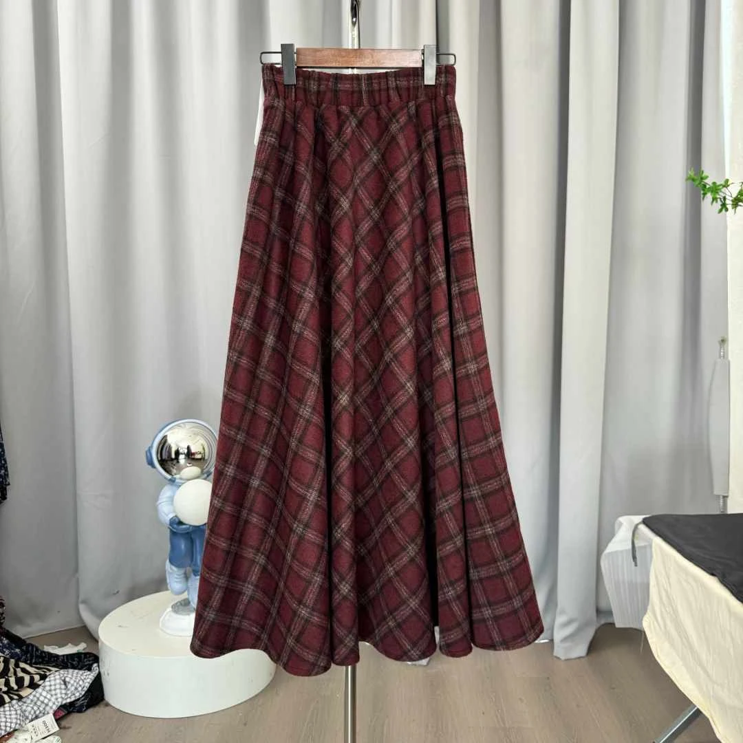 354（小梅专属链接）大摆毛呢半身裙女2024秋冬新款高腰中长裙