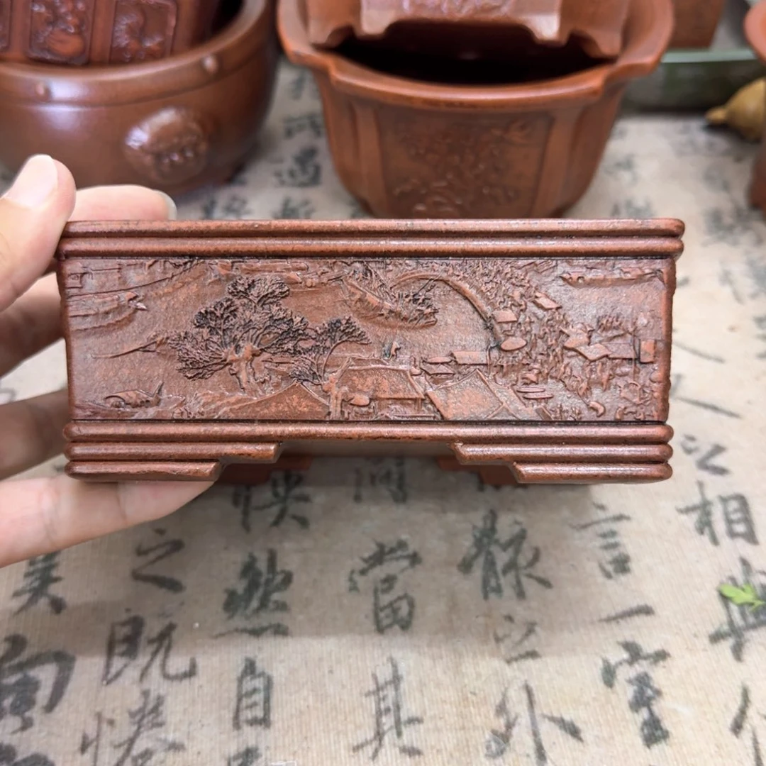 紫砂花盆14x10x4.8内经紫砂花盆