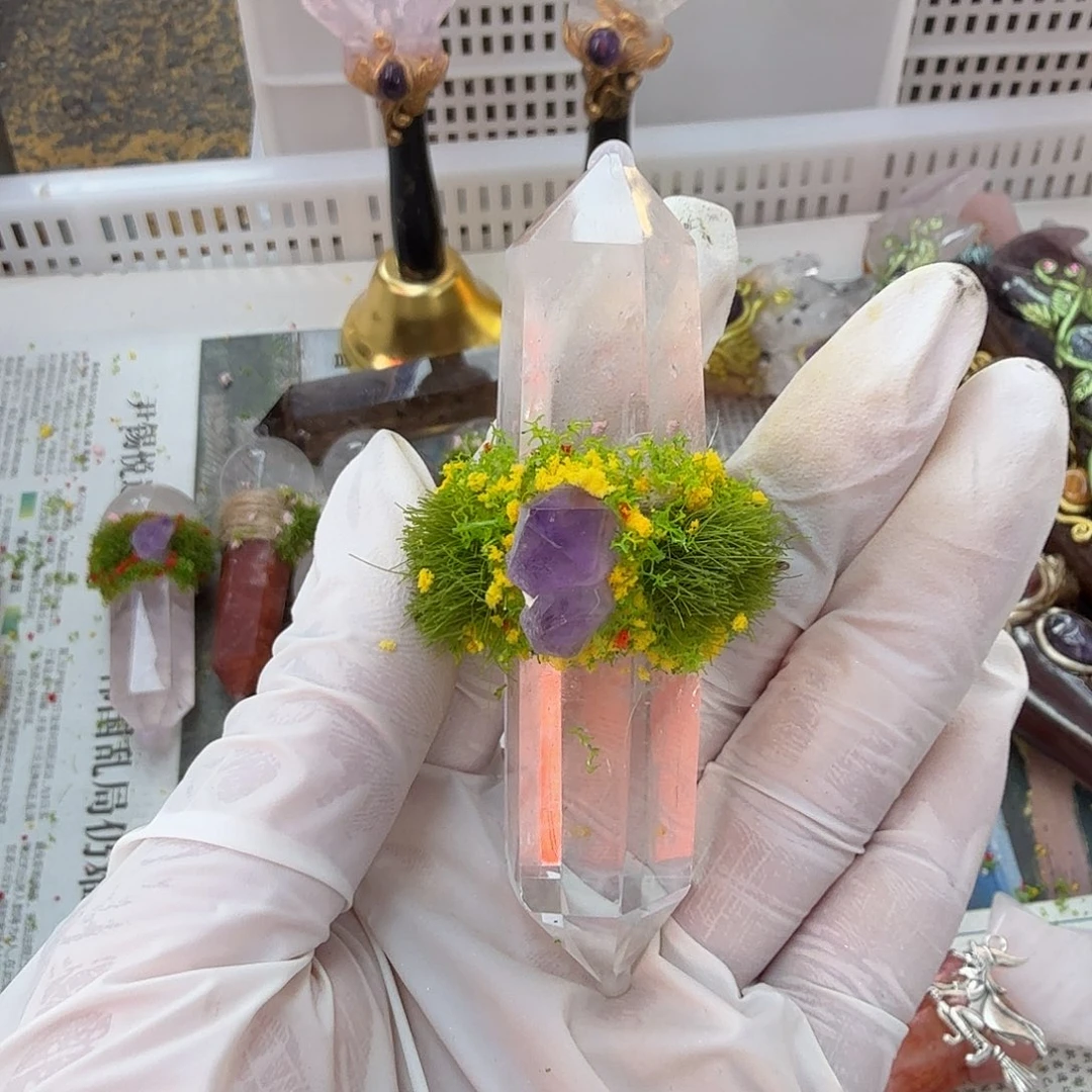 水晶手链22K金镶嵌白水