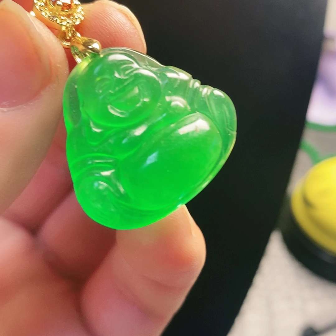 翡翠14K金镶嵌颈饰吊坠